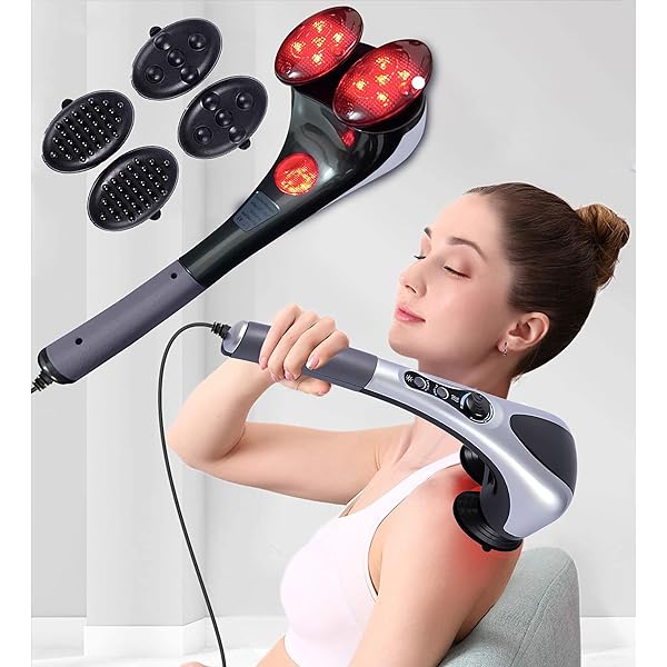 MAXTOP Double Head Full Body Massager Full Body Hand Held Double Headed Massage Machine Hammer with Infrared Therapy Light