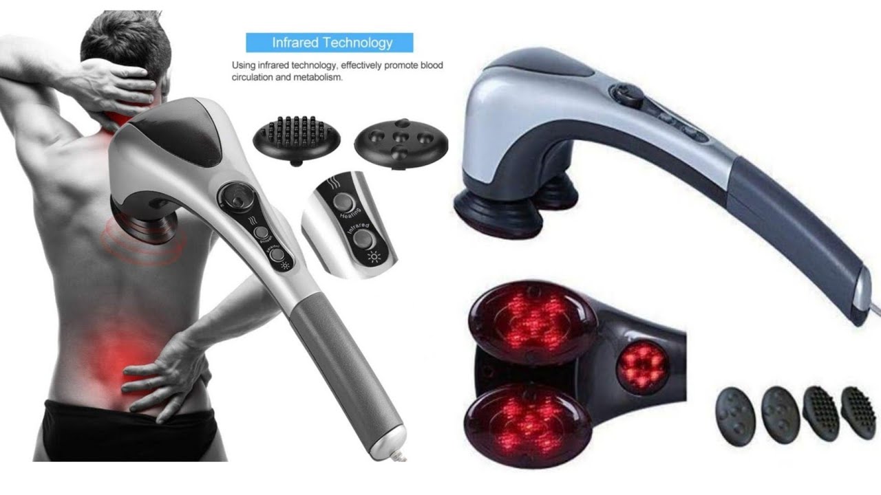 MAXTOP Double Head Full Body Massager Full Body Hand Held Double Headed Massage Machine Hammer with Infrared Therapy Light